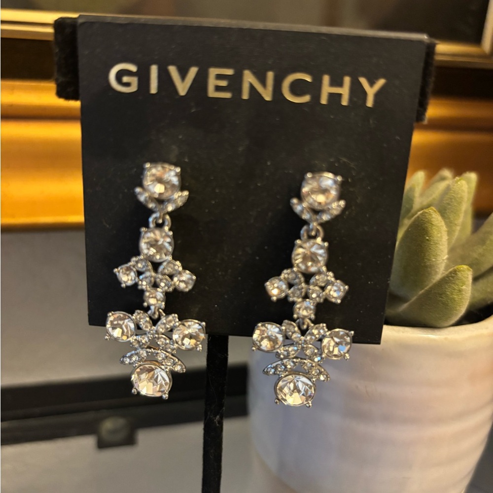 Givenchy Silver And Crystal Statement Earrings - image 1